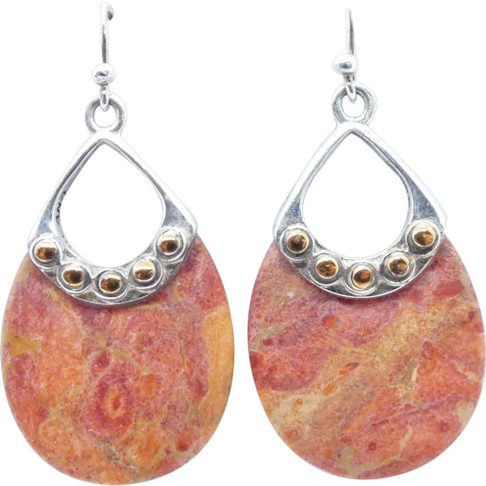 Sterling Silver Orange Jasper Fashion Earrings - image 1