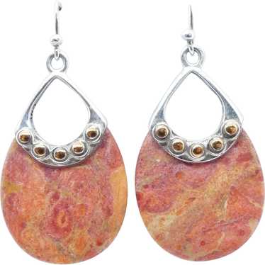 Sterling Silver Orange Jasper Fashion Earrings - image 1