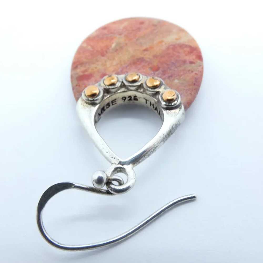 Sterling Silver Orange Jasper Fashion Earrings - image 2