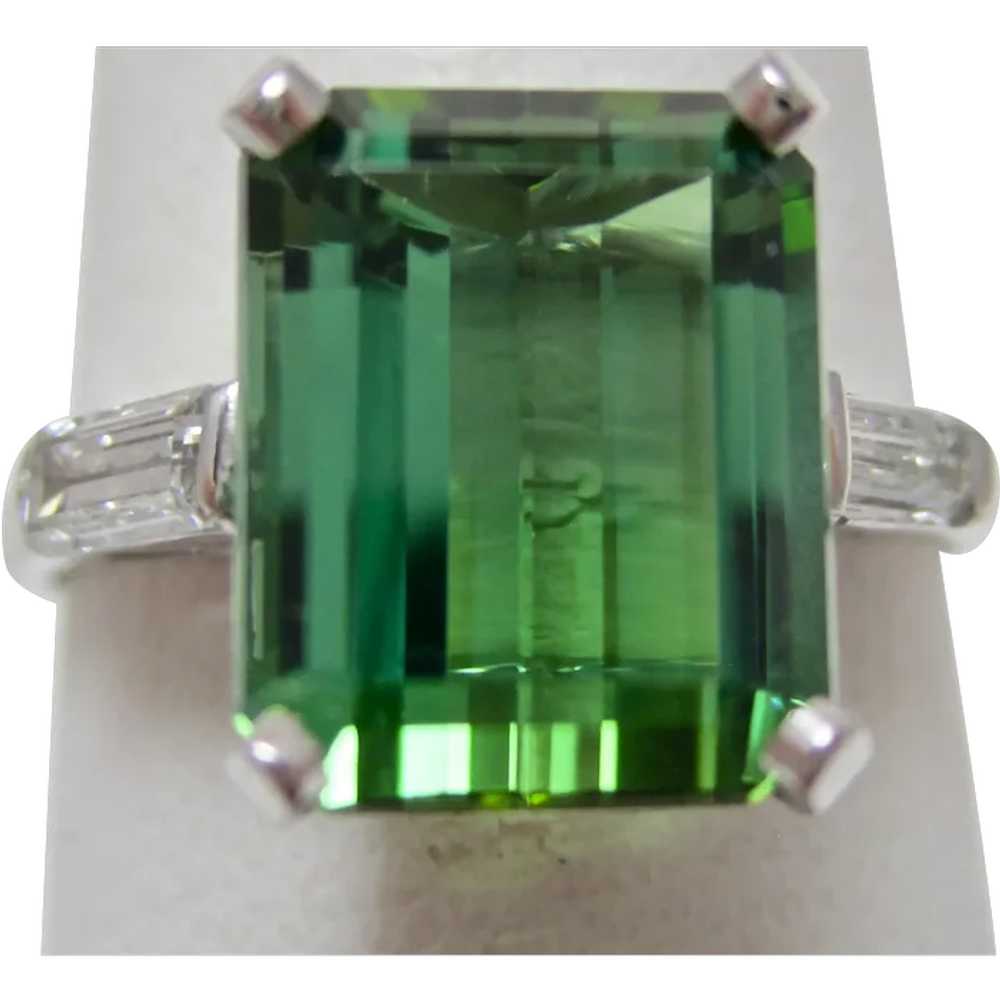 Vintage Estate 1950's Tourmaline Diamond 3 Stone … - image 2