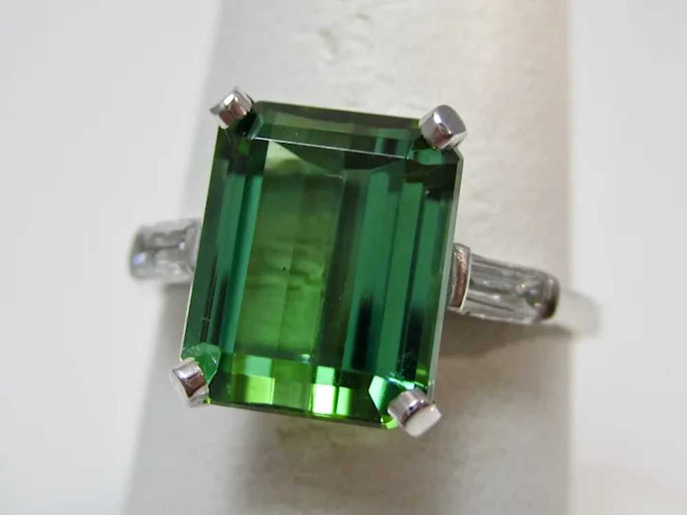 Vintage Estate 1950's Tourmaline Diamond 3 Stone … - image 3