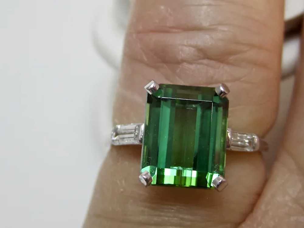 Vintage Estate 1950's Tourmaline Diamond 3 Stone … - image 4