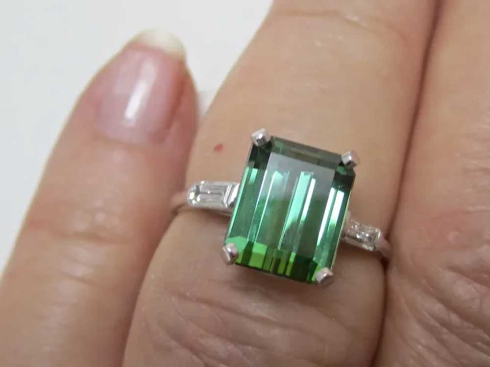 Vintage Estate 1950's Tourmaline Diamond 3 Stone … - image 8