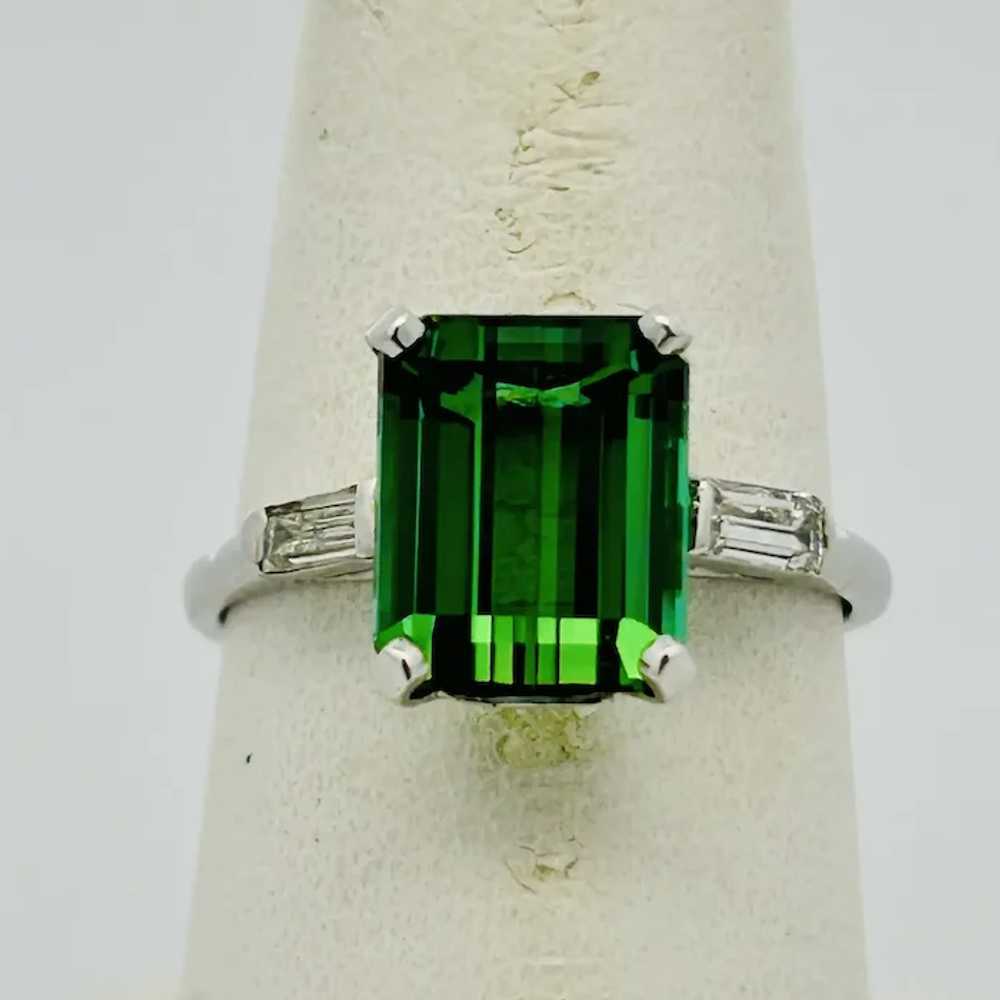 Vintage Estate 1950's Tourmaline Diamond 3 Stone … - image 9