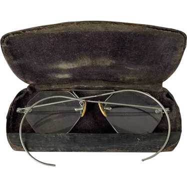 Vintage Rimless Eyeglasses Silver Gem