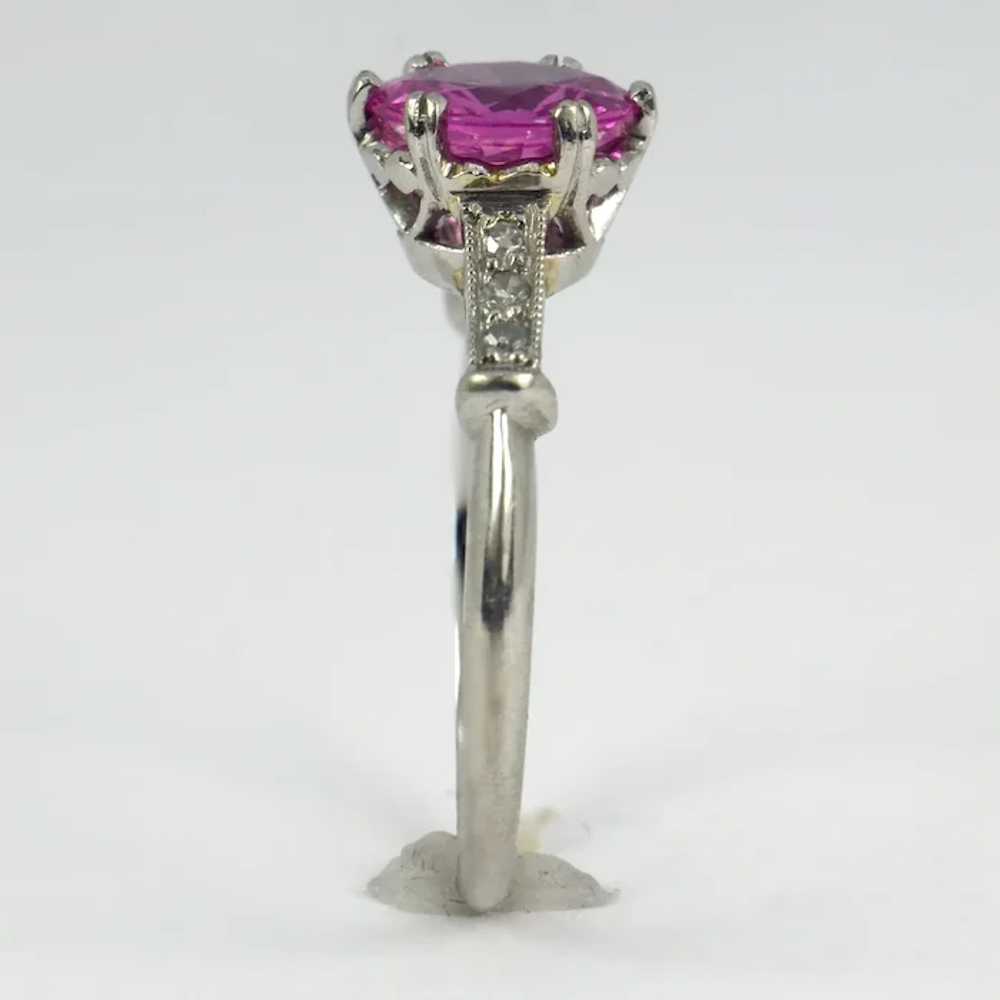Synthetic Pink Sapphire White Diamond Platinum So… - image 11