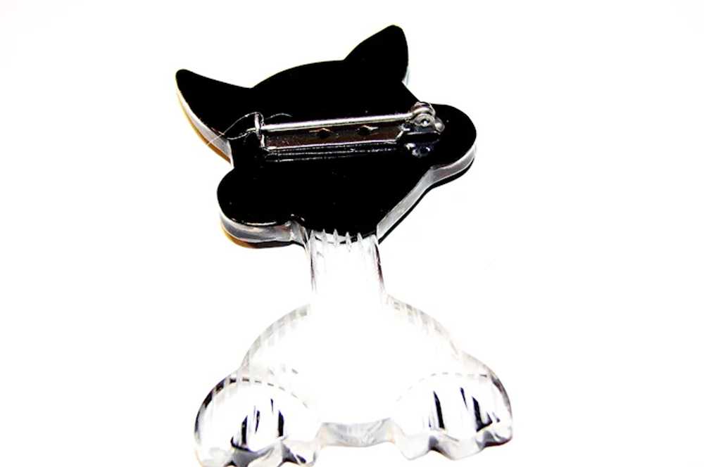 Adorable COOL CAT- Carved Bakelite and Lucite Pin… - image 6