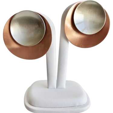 Fabulous Copper and Silver Tone Satin Concave Disc