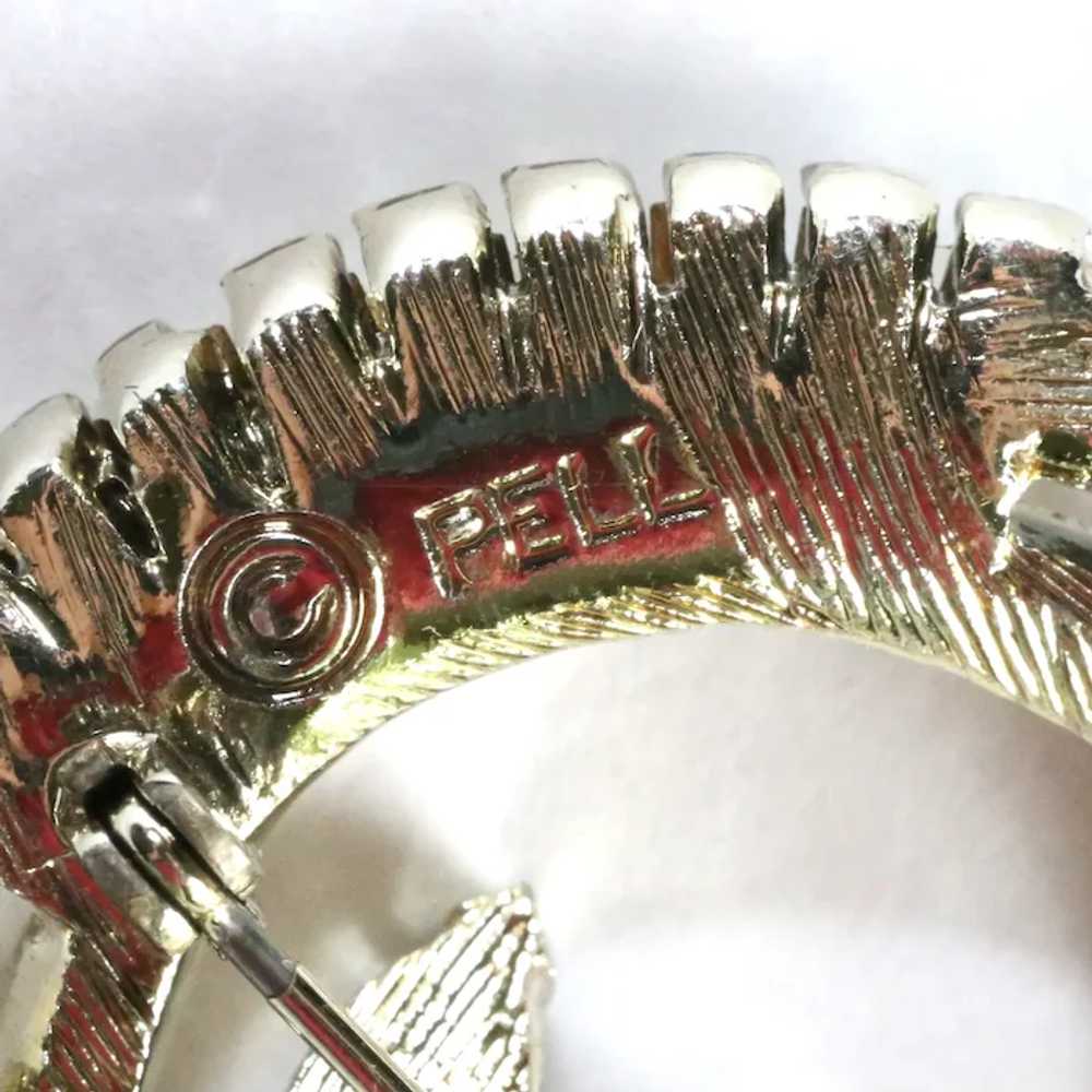 "Pell" clear rhinestone-silver tone brooch - image 4