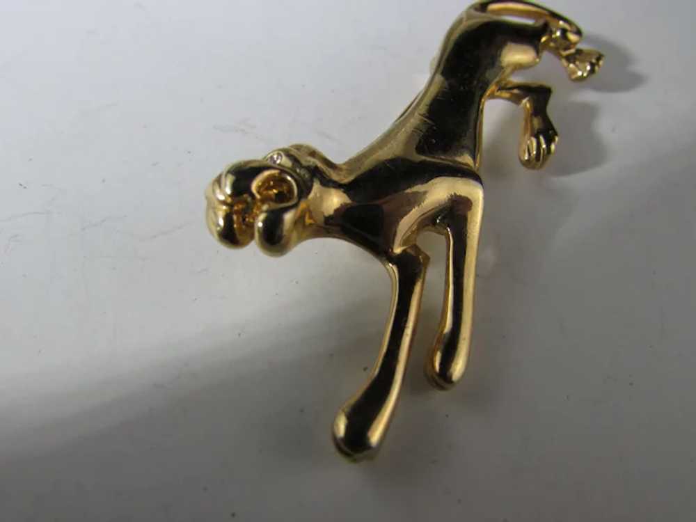 Gold Tone Roaring Lioness Pin with Clear Eyes - image 5