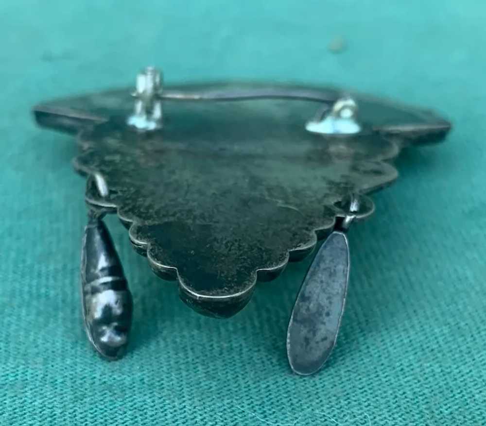 Vintage Mexico Sterling Silver and Carved Green O… - image 6
