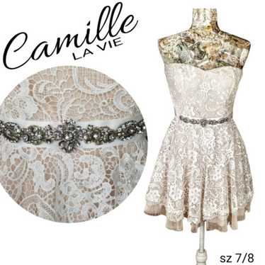 Camille La Vie Blush Lace Tulle Strapless Sweethea