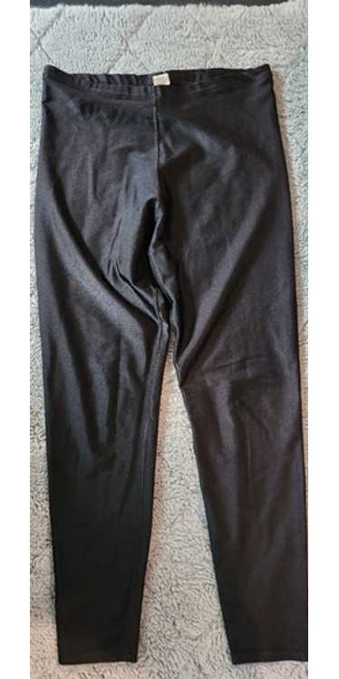 VTG 80S 90S WOMENS XL BLACK SHINY SPANDEX LEGGINGS - image 1