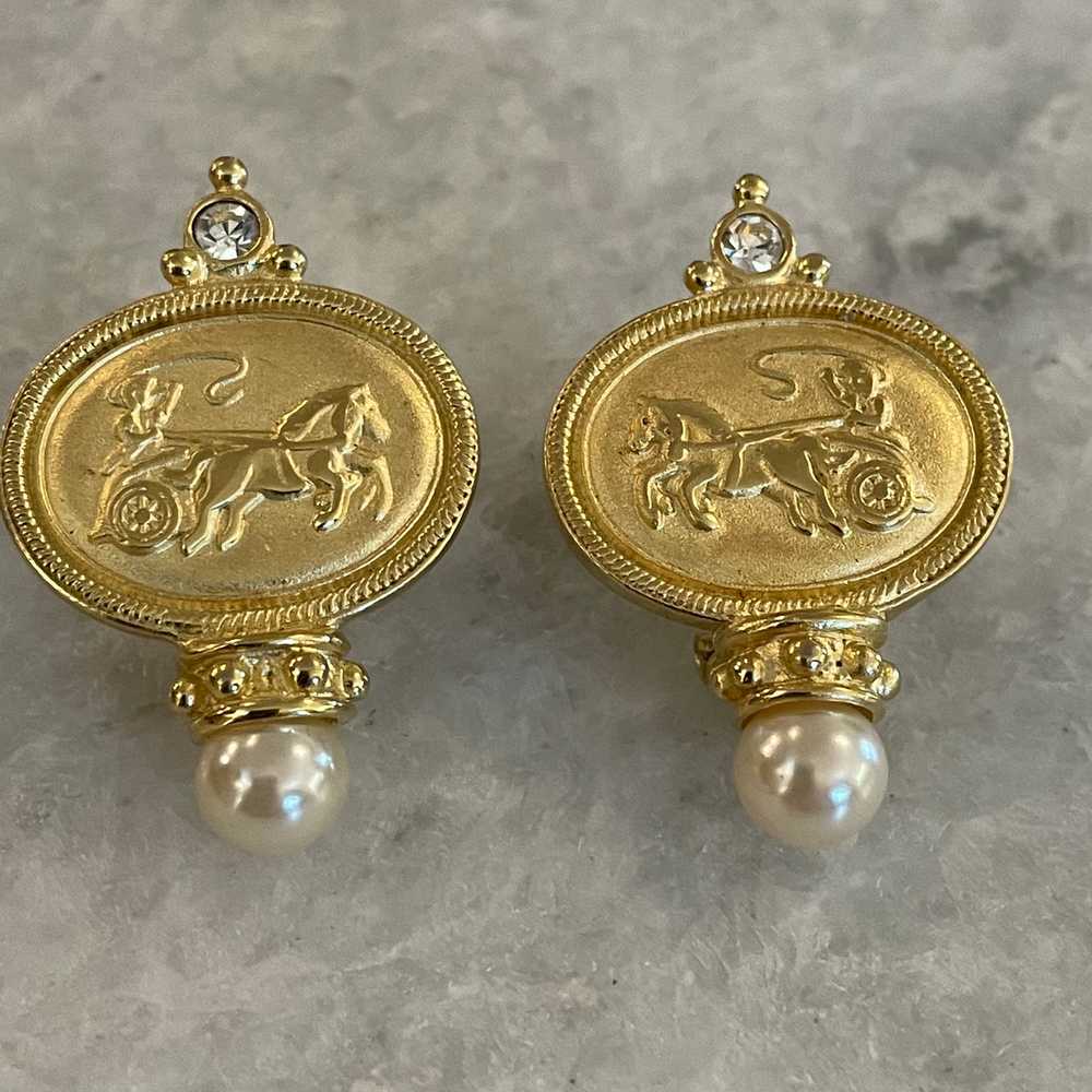 Horse and Buggy Pierced Earrings - image 1