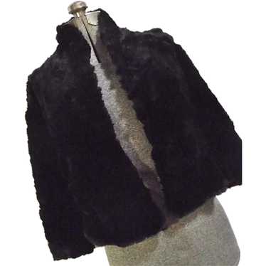 Vintage 1950s Womens Black Sheared Beaver Fur Coat