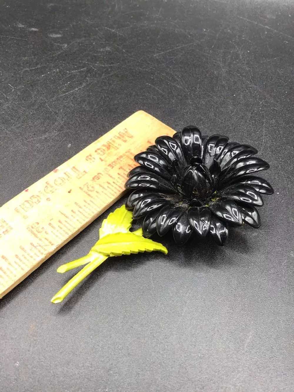 Vintage Flower Power Pin Brooch Black Petals with… - image 9