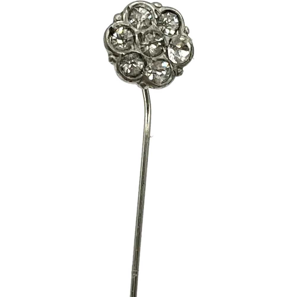 Antique estate rhinestone flower stick pin - image 1
