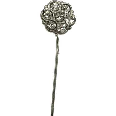 Antique estate rhinestone flower stick pin - image 1