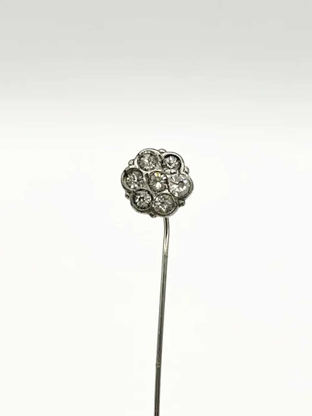 Antique estate rhinestone flower stick pin - image 2