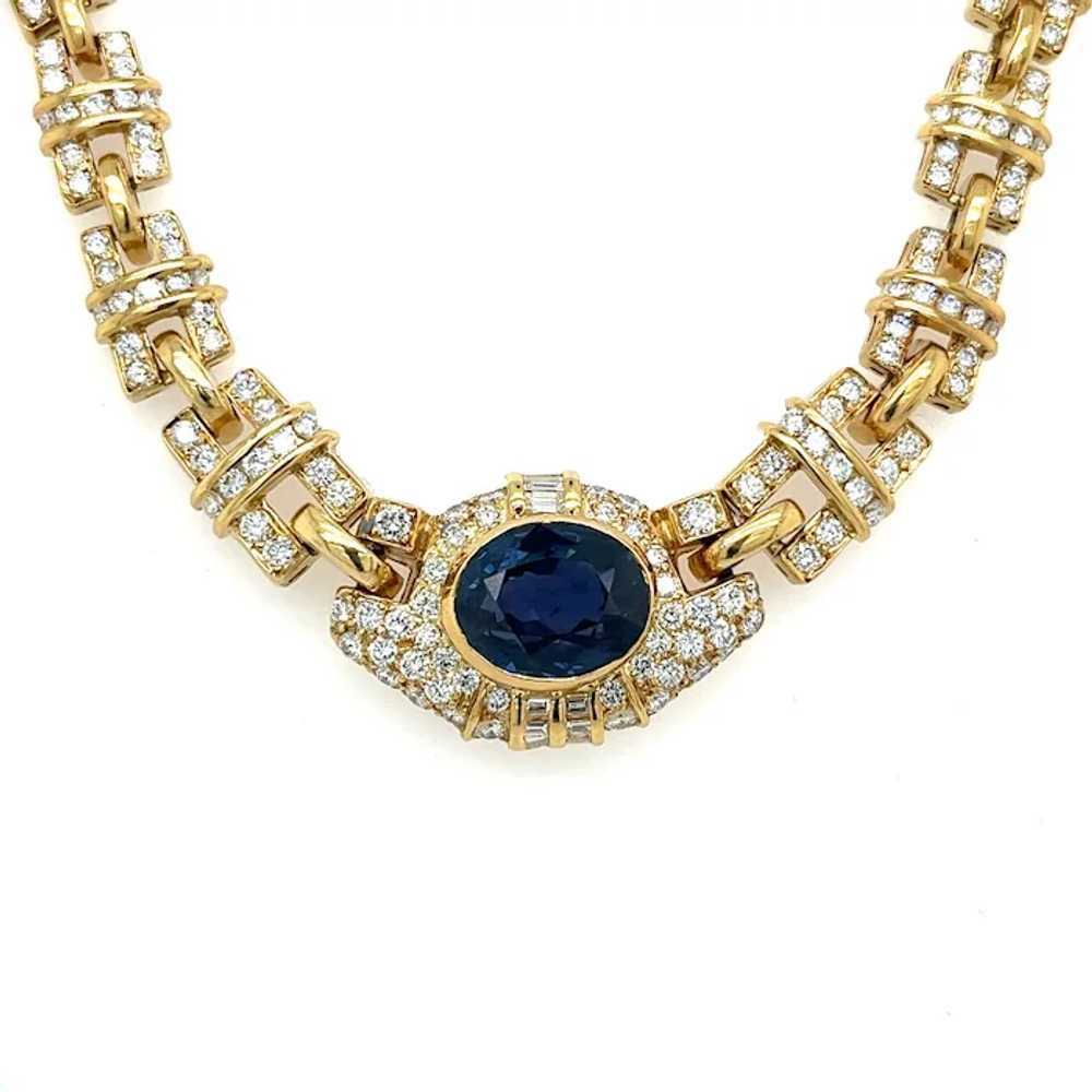 No Heat Blue Sapphire and Diamond Choker Necklace… - image 10