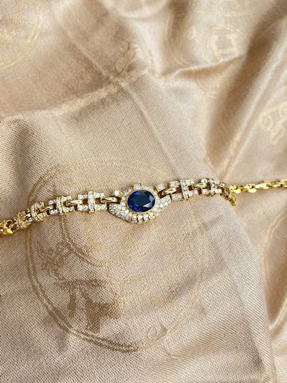 No Heat Blue Sapphire and Diamond Choker Necklace… - image 5