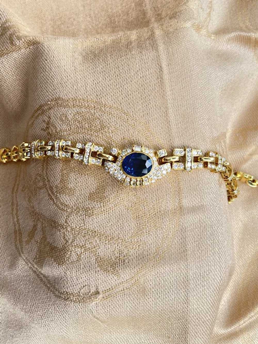 No Heat Blue Sapphire and Diamond Choker Necklace… - image 6