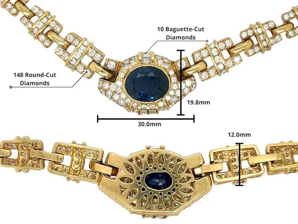No Heat Blue Sapphire and Diamond Choker Necklace… - image 7