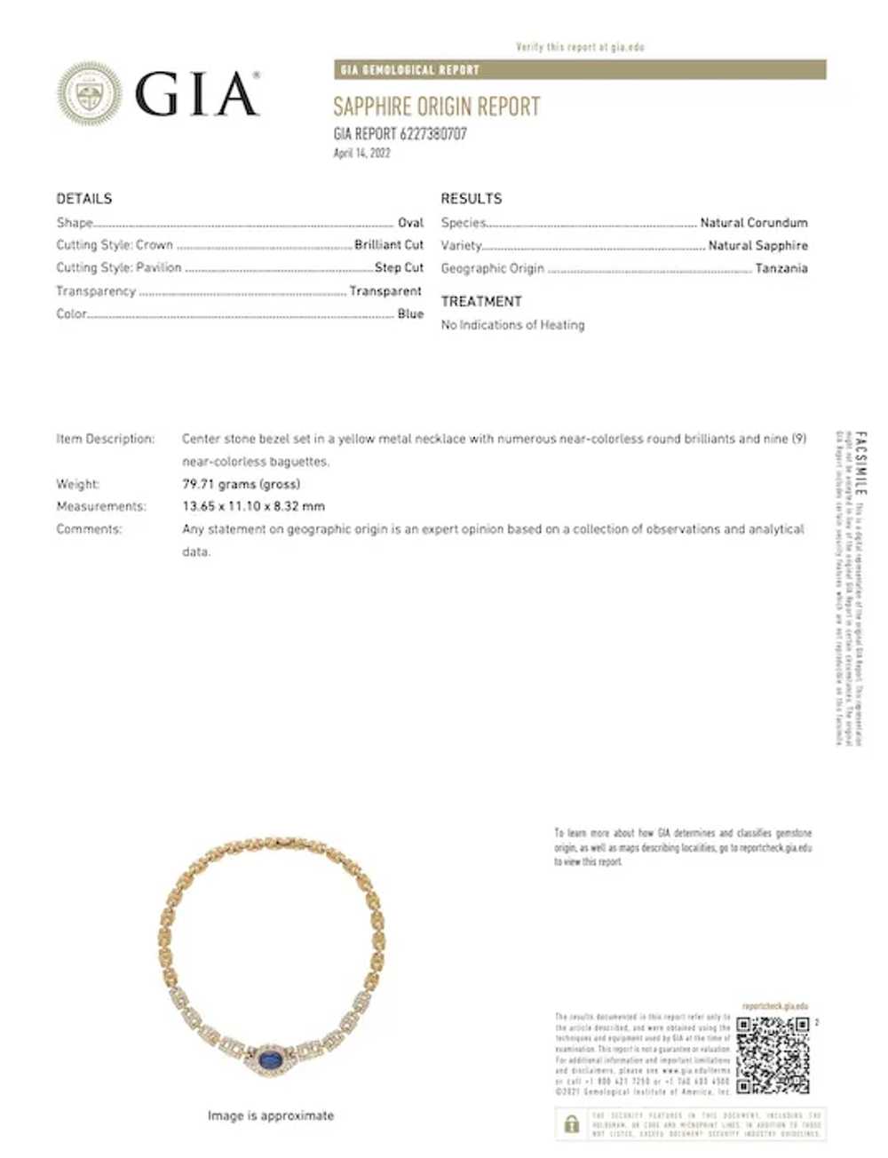 No Heat Blue Sapphire and Diamond Choker Necklace… - image 8