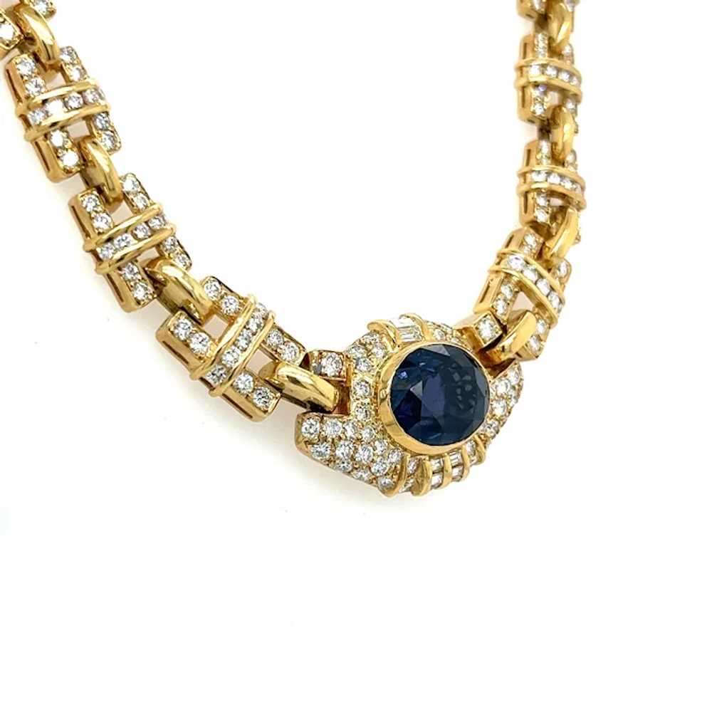 No Heat Blue Sapphire and Diamond Choker Necklace… - image 9