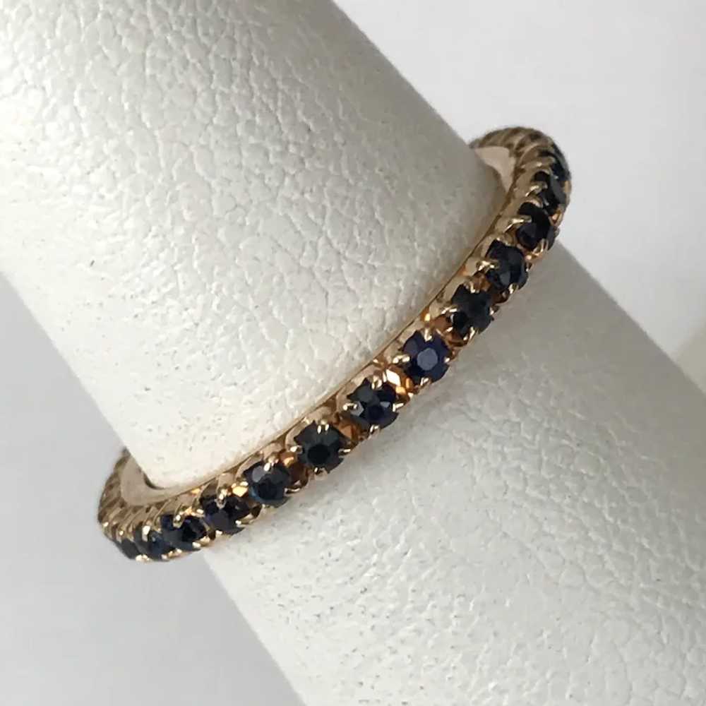 14K Rose Gold Blue Sapphire Gemstone Eternity Ban… - image 6