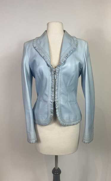 1990s - Y2K ESCADA Baby Blue Leather Jacket