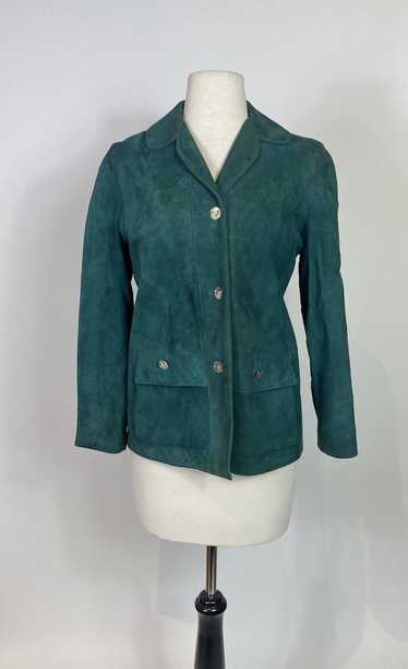 1960s - 1970s Franklin Simon Green Suede Leather J