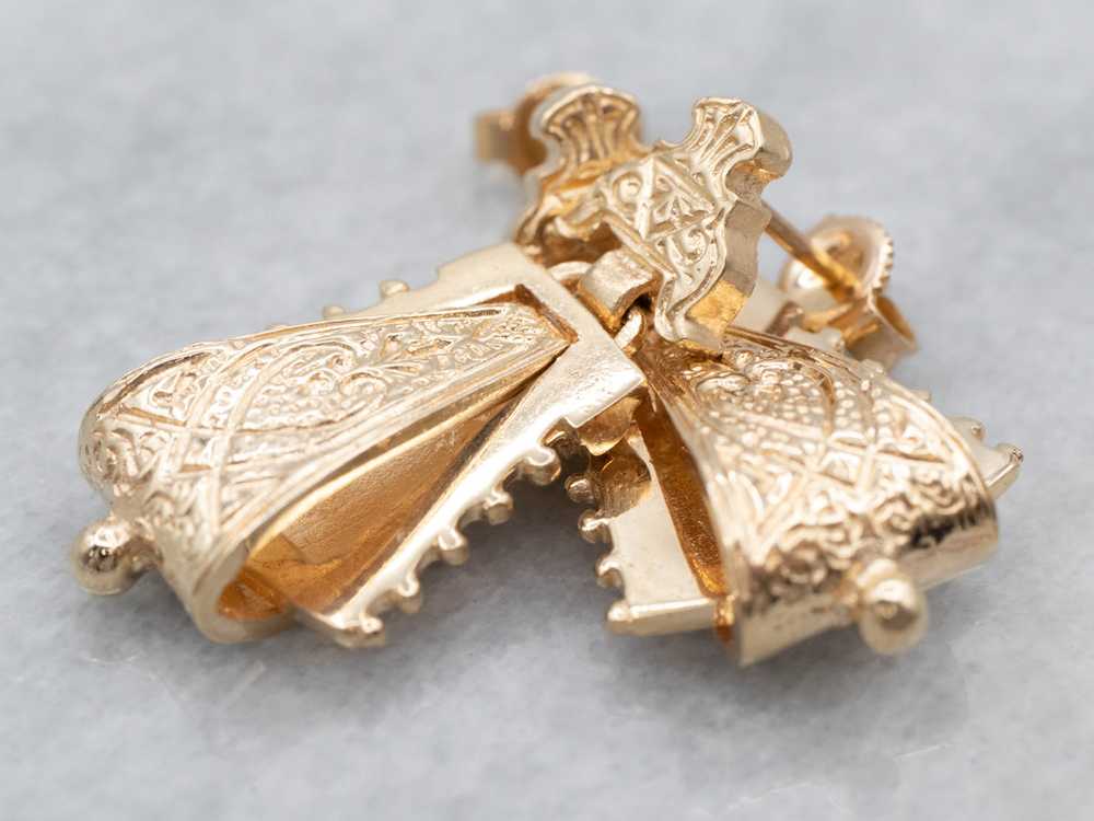 Ornate Victorian Revival Gold Drop Earrings - image 1