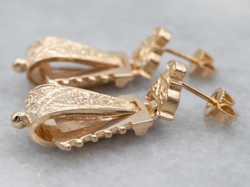 Ornate Victorian Revival Gold Drop Earrings - image 3