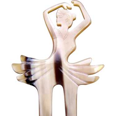 Steerhorn hair comb with figural ballerina hair a… - image 1