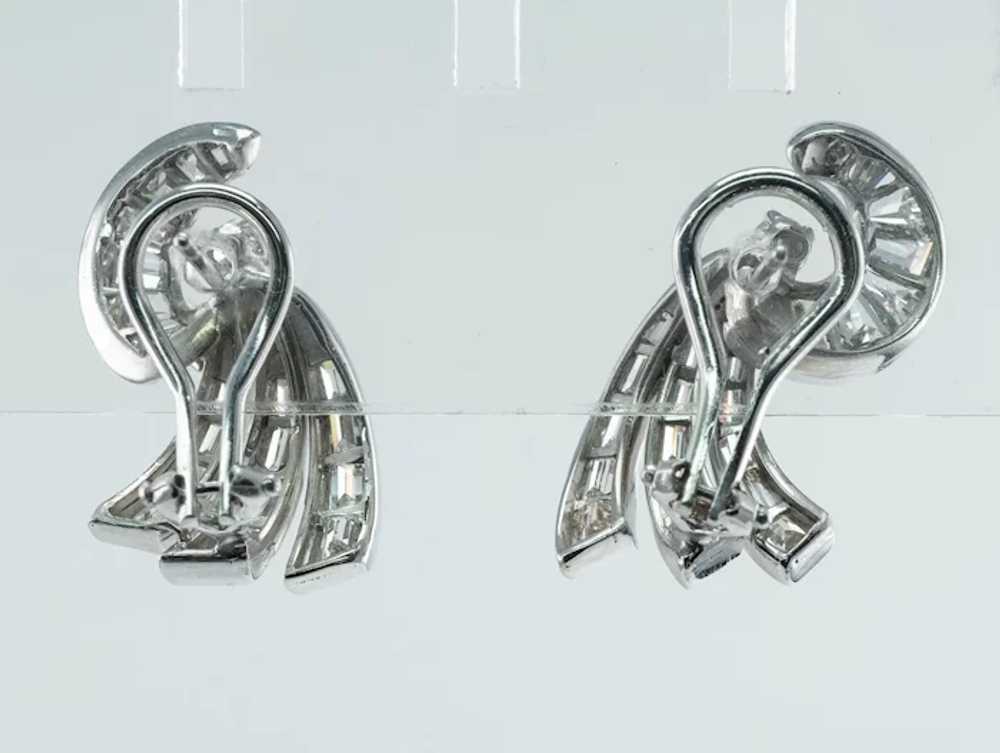 Natural Diamond Earrings 14K White Gold Omega Bac… - image 9