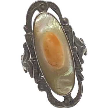 Victorian Revival Blister Pearl Vintage Ring Sterl