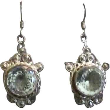 Sterling Silver CZ Dangle Earrings - image 1