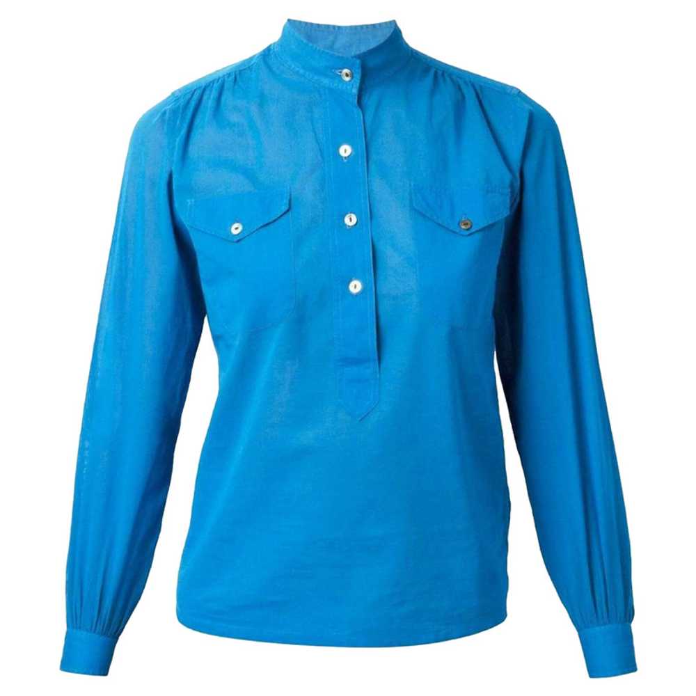 Yves Saint Laurent Top Cotton in Turquoise - image 1