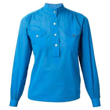 Yves Saint Laurent Top Cotton in Turquoise - image 1