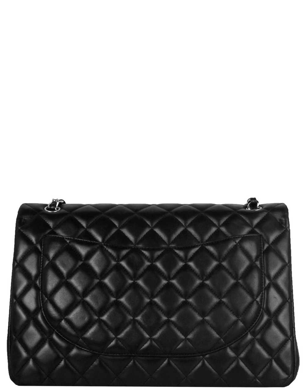 Chanel Black Lambskin Leather Single Flap Maxi Bag - image 4