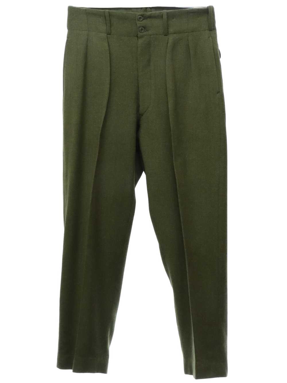 1960's Mens Pleated Heavy Wool Military Pants - Gem
