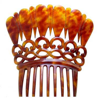 Large Victorian hair comb steerhorn mantilla styl… - image 1
