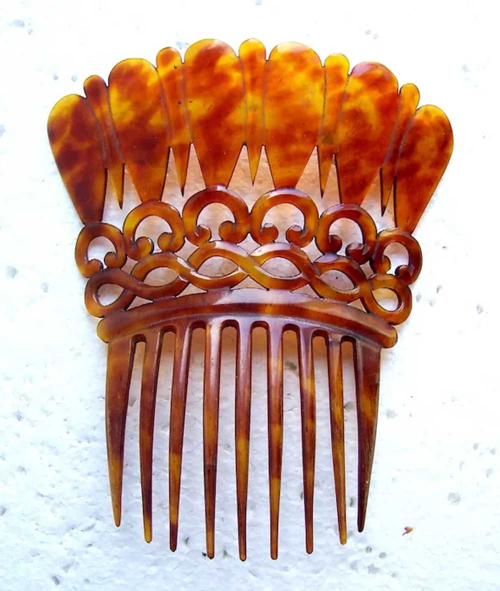 Large Victorian hair comb steerhorn mantilla styl… - image 5