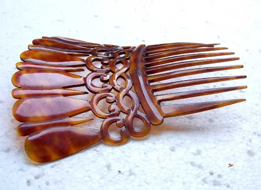 Large Victorian hair comb steerhorn mantilla styl… - image 6