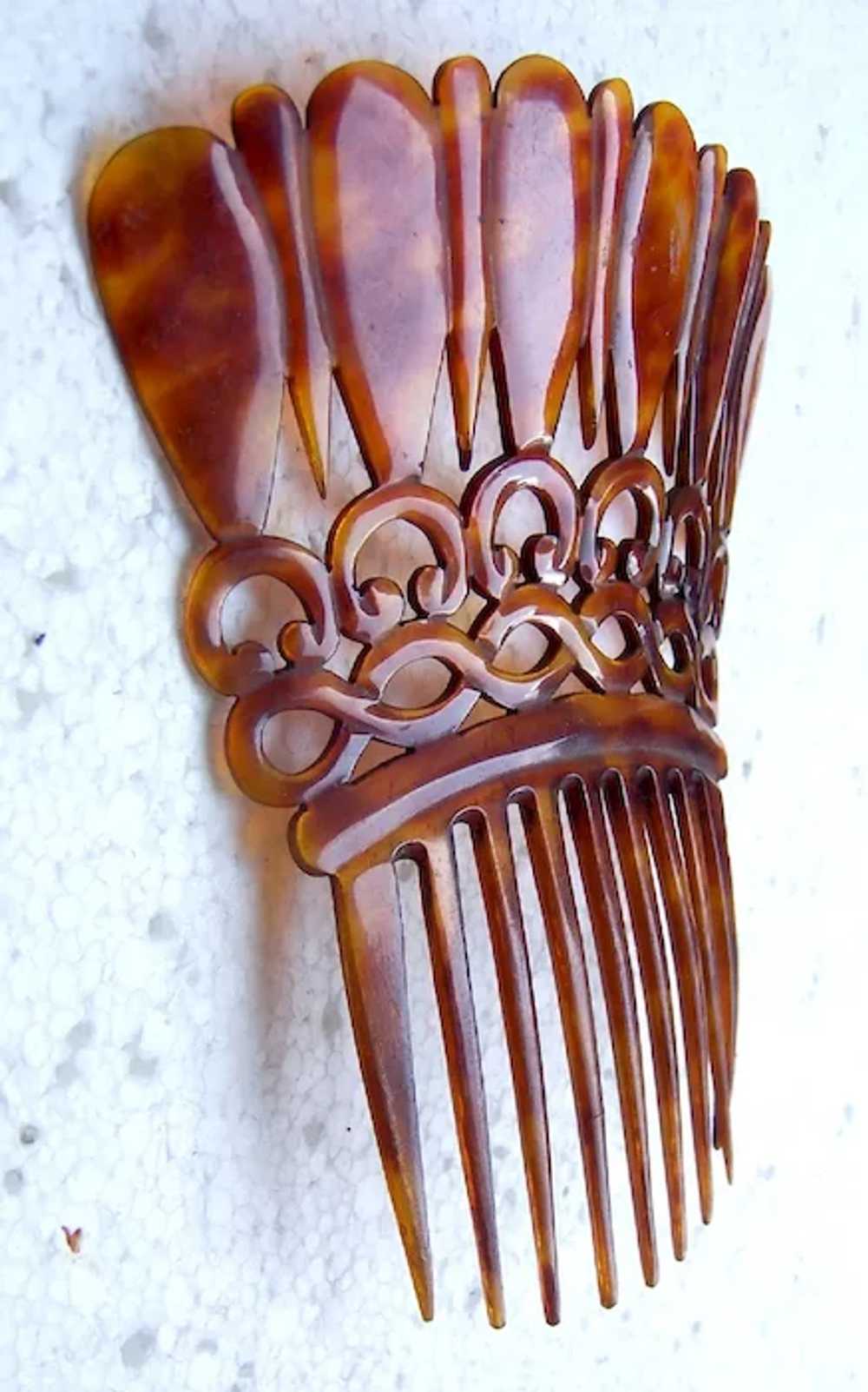 Large Victorian hair comb steerhorn mantilla styl… - image 8