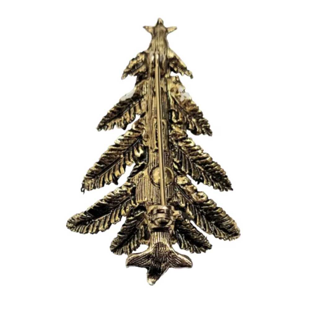 ART Gold Tone Rhinestone Christmas Tree Pin Brooc… - image 5