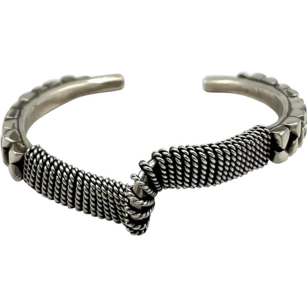 Twisted Rope & Nugget Bangle - Sterling Silver - image 1