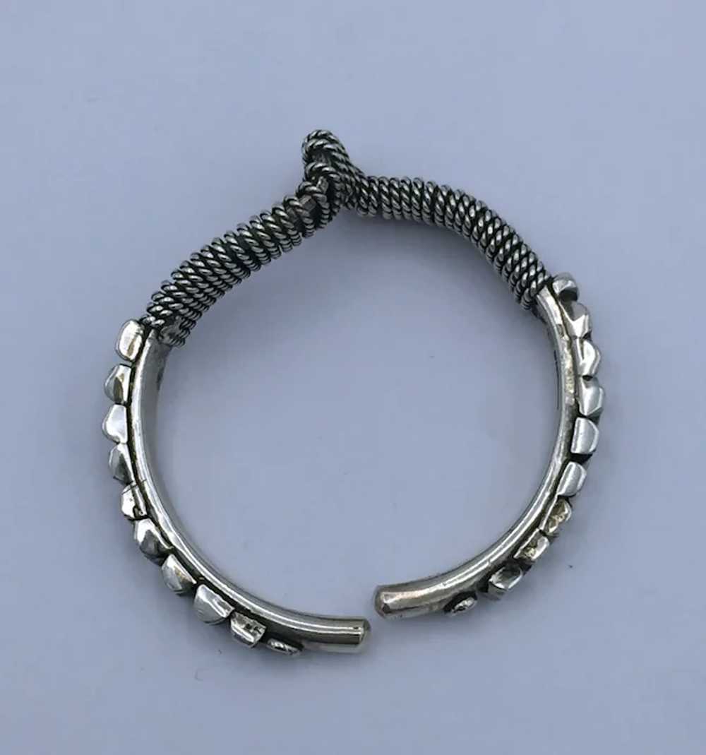 Twisted Rope & Nugget Bangle - Sterling Silver - image 2