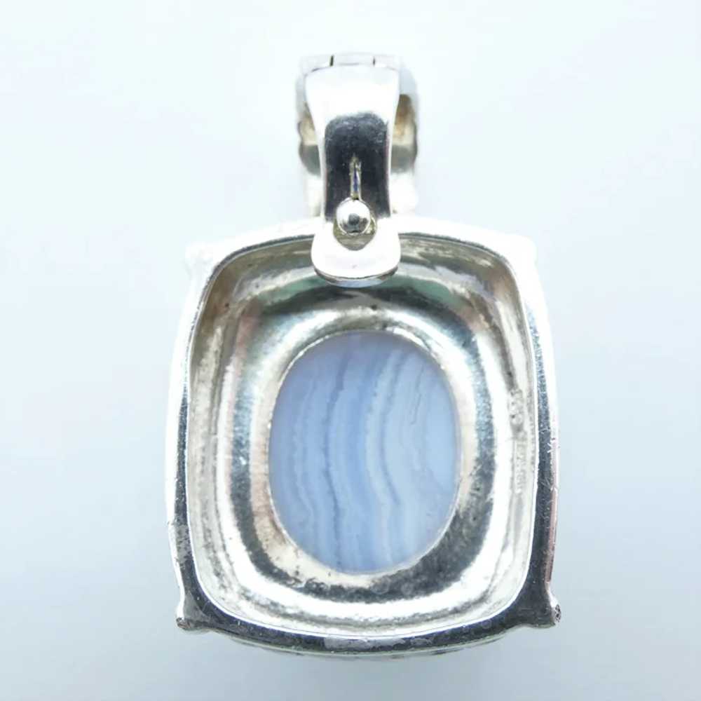 Sterling Silver Blue Lace Agate Sapphire Pendant - image 4